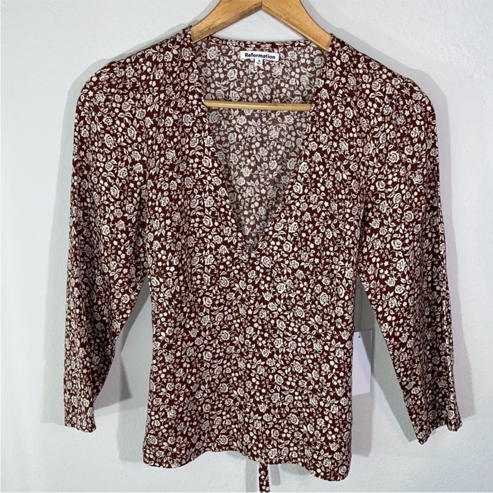 NWT Reformation Artesia Top Sz Small Brown - Picture 3 of 6